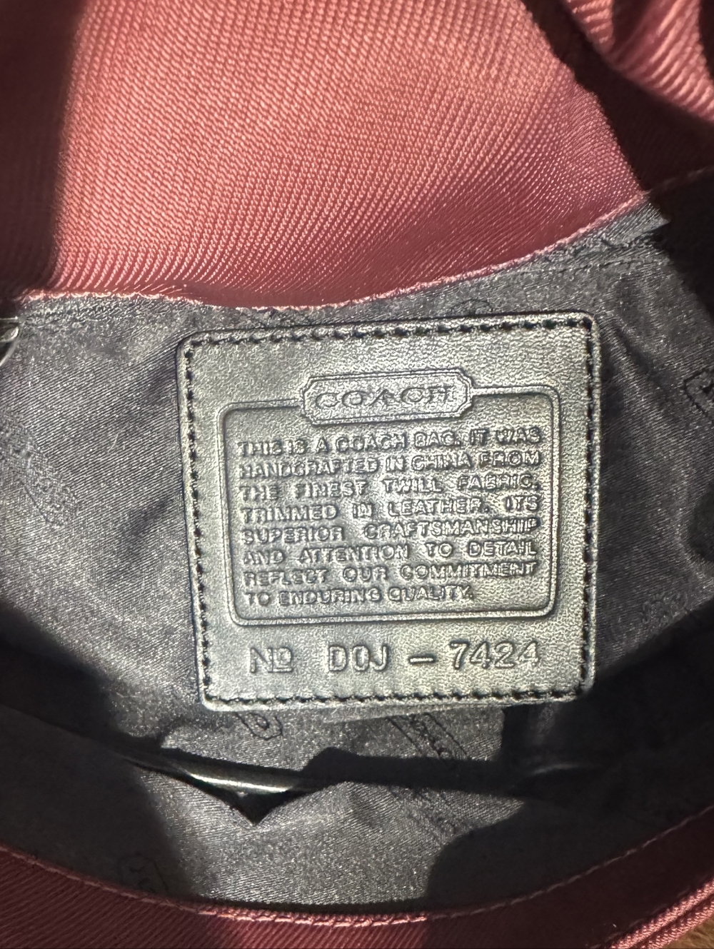 Authentic COACH Shoulder Bag - Maroon Nylon W/ Black Leather Trim - EUC - Picture 6 of 12